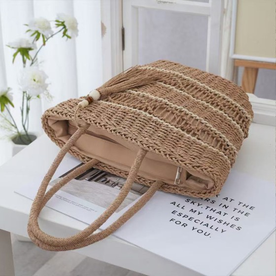 New Women's Straw Tote Bag — Spring Fashion Woven Bag, Casual Beach Tote, Simple Shell-Shaped Bag